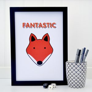 Fantastic fox on white A4 print - tommy and lottie