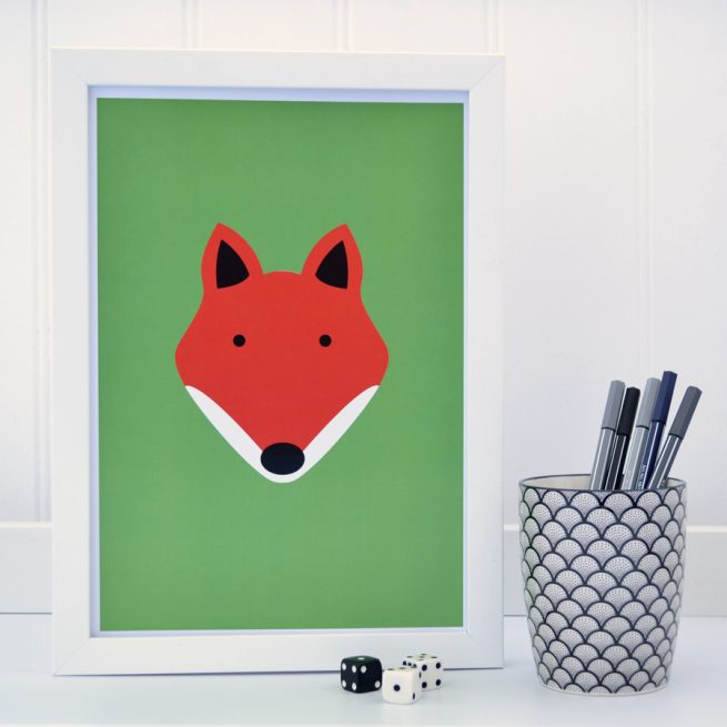 tommy and lottie green A4 fox print