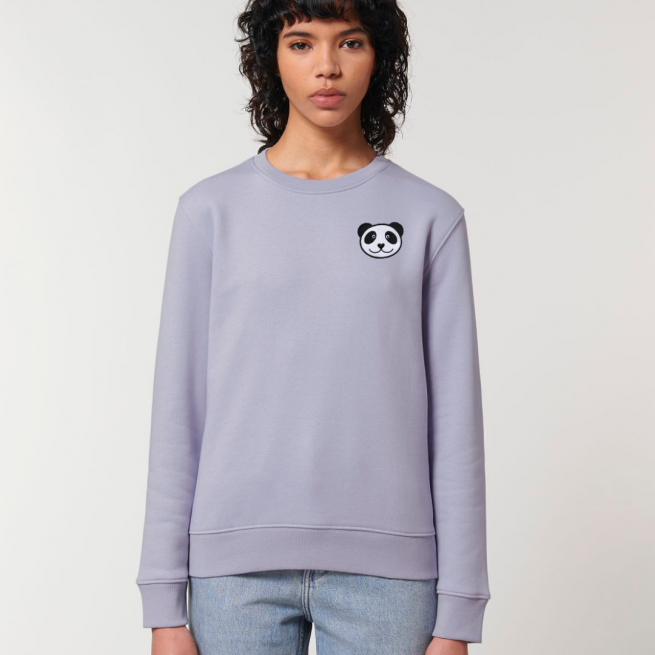 tommy and lottie adults organic cotton panda sweatshirt - lavender