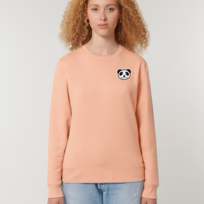 tommy and lottie adults panda organic cotton sweatshirt - peach