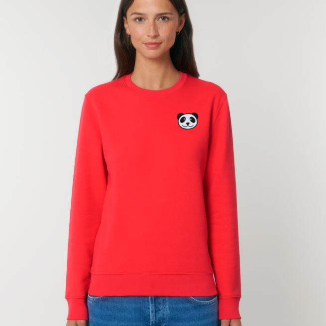 tommy and lottie adults panda organic cotton sweatshirt - red