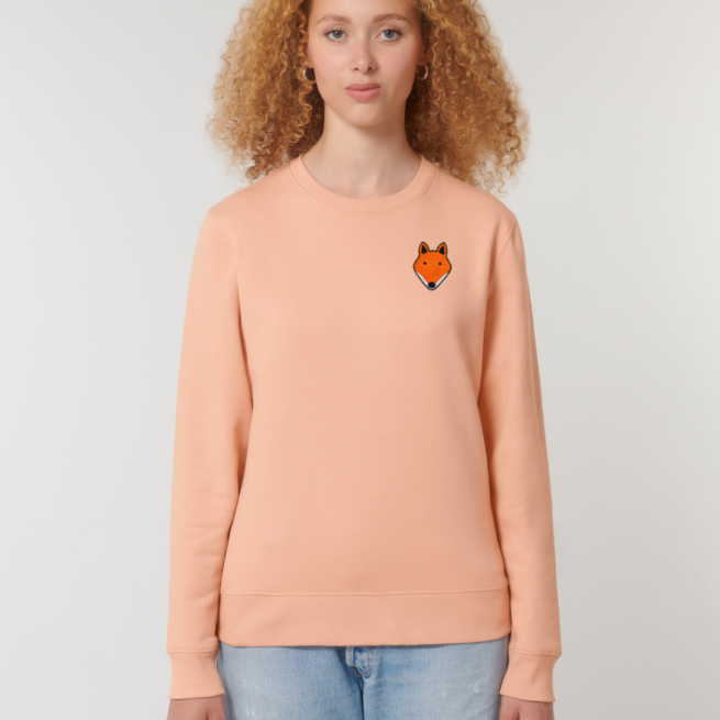 tommy and lottie adults fox organic cotton sweatshirt - peach