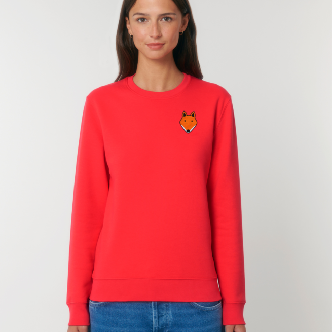 tommy and lottie adults fox organic cotton sweatshirt - red