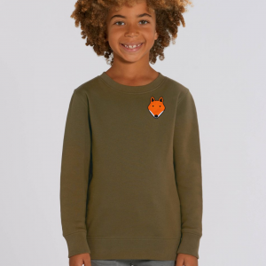 tommy & lottie childrens organic cotton fox sweatshirt - khaki