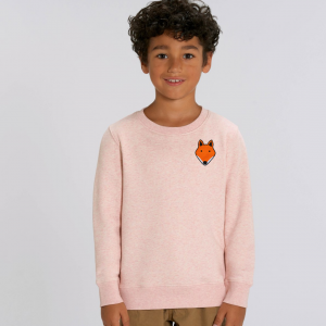 tommy & lottie childrens organic fox sweatshirt - pink cream marl