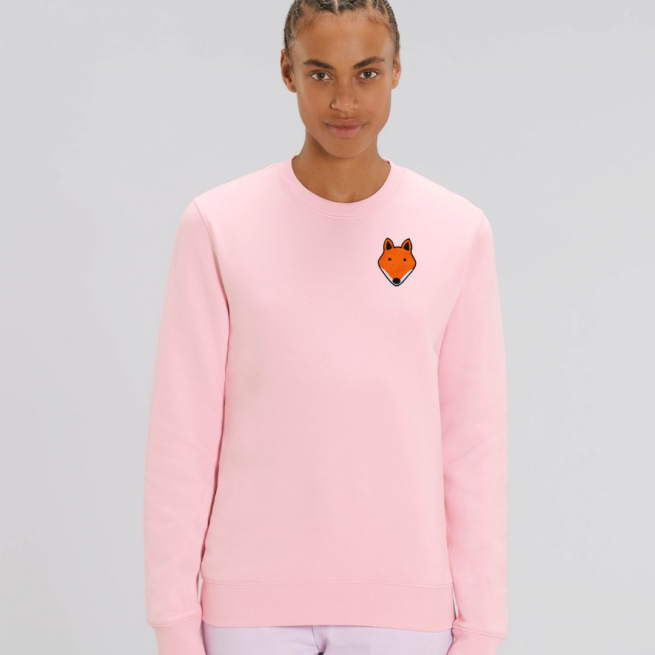 tommy and lottie adults organic cotton fox sweatshirt - pale pink - Copy