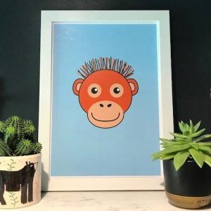 Tommy Lottie orangutan light blue A4 print