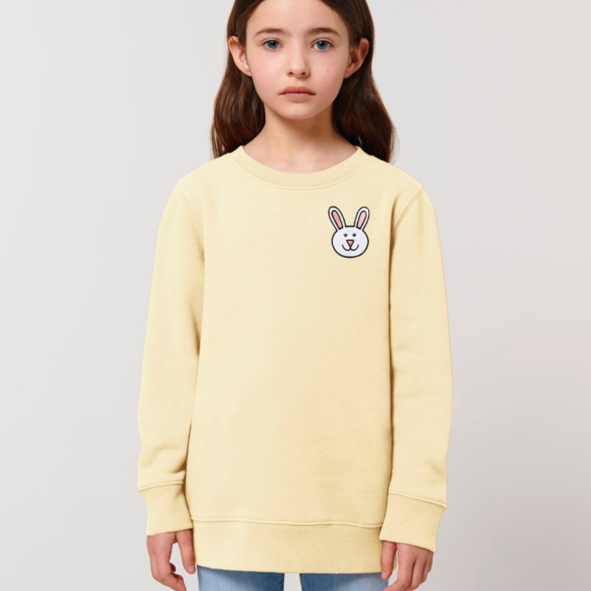 tommy & lottie kids organic cotton bunny sweatshirt - butter
