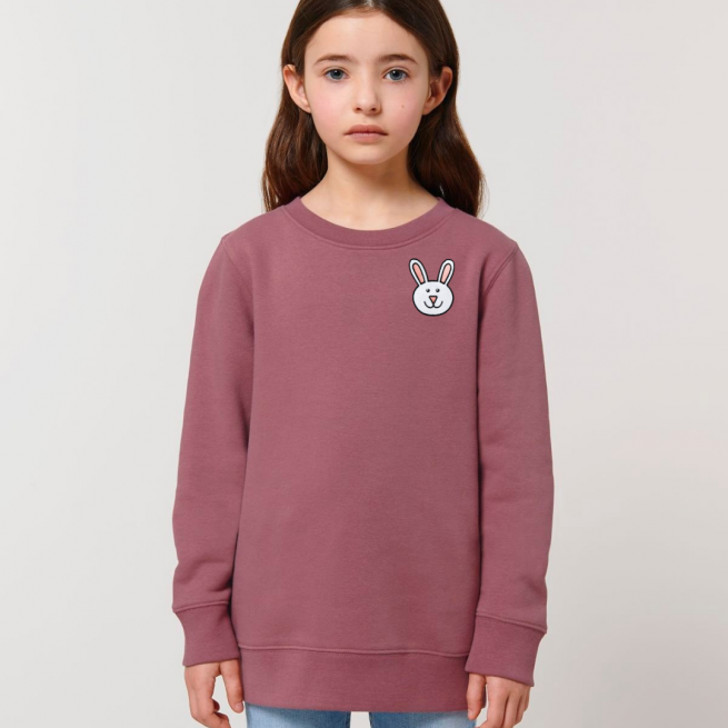 tommy & lottie kids organic cotton bunny sweatshirt - hibiscus rose
