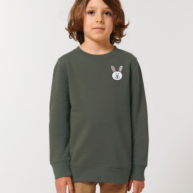 tommy & lottie kids organic cotton bunny sweatshirt - khaki