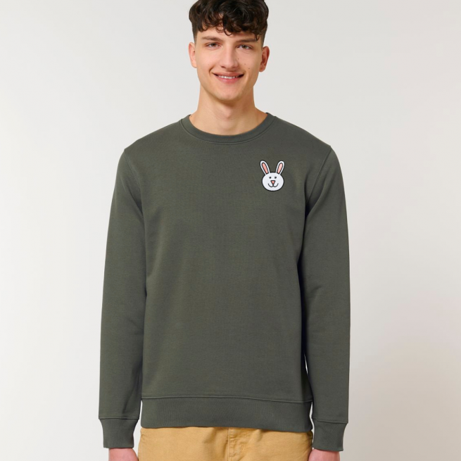 tommy and lottie adults organic cotton bunny sweatshirt - khaki