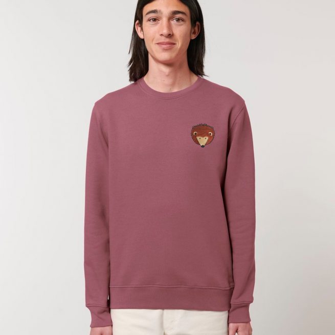 tommy and lottie adults organic cotton hedgehog sweatshirt - hibiscus rose