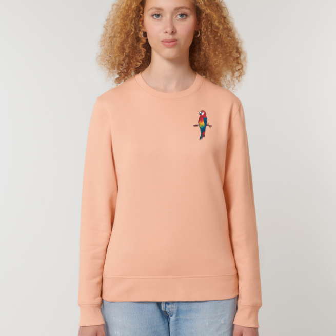 tommy and lottie adults parrot organic cotton sweatshirt - peach