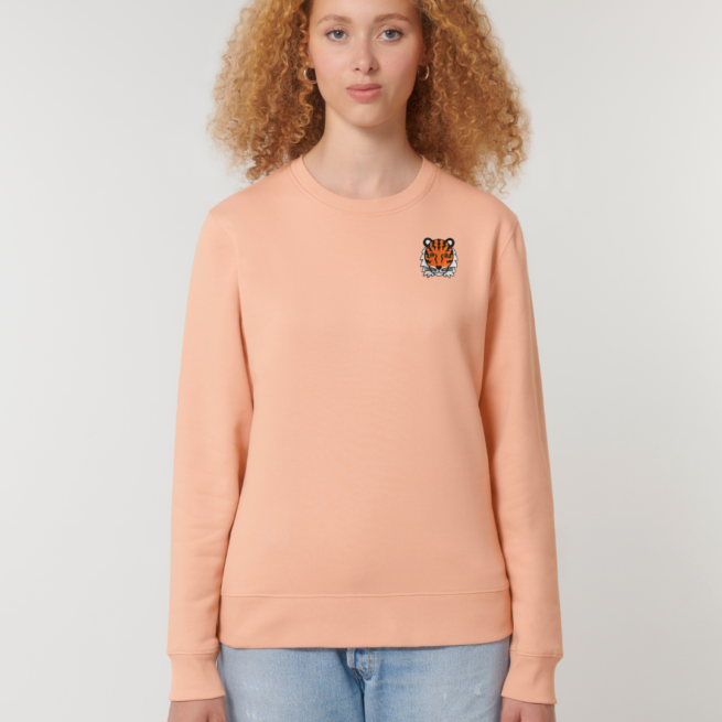 tommy and lottie adults tiger organic cotton sweatshirt - peach