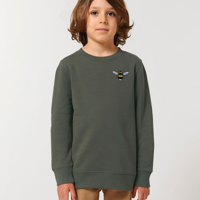 tommy & lottie kids organic cotton bee sweatshirt - khaki