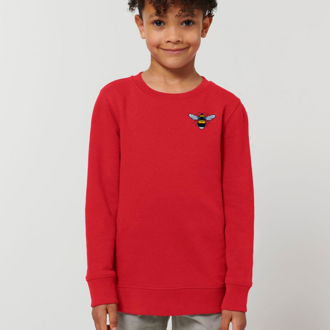 tommy & lottie kids organic cotton bee sweatshirt - red