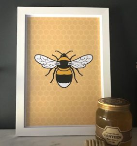 Tommy & Lottie A4 Bee Print - honeycomb
