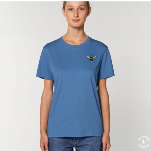 Tommy & Lottie Adults Organic Cotton Bright Blue Bee T Shirt