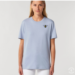 Tommy & Lottie Adults Organic Cotton Serene Blue Bee T Shirt