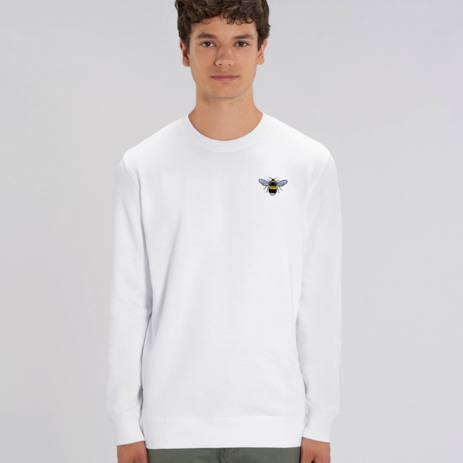 tommy & lottie organic cotton save the bees adult sweatshirt - white