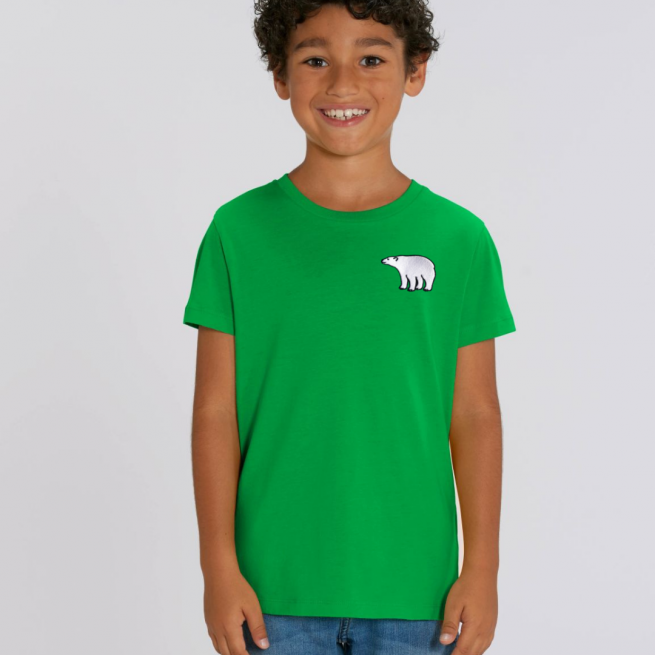 Tommy & Lottie Organic Cotton Kids Fresh Green Polar Bear T Shirt