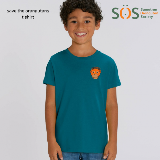 save the orangutans organic cotton kids t shirt - ocean depth