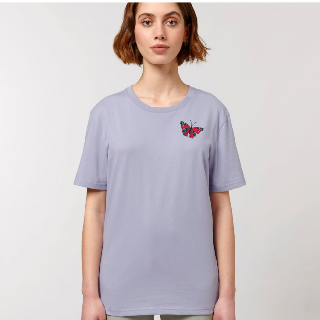 tommy & lottie unisex adults lavender peacock butterfly organic cotton t shirt
