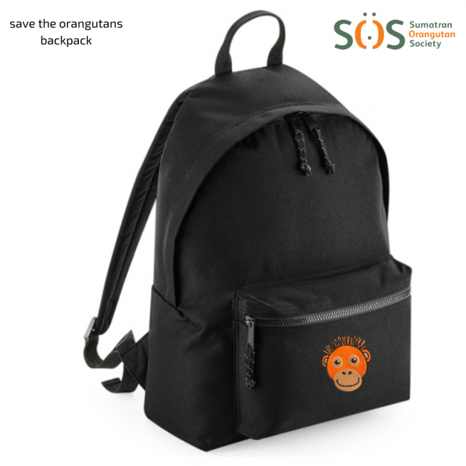 save the orangutans black back pack - tommy & lottie