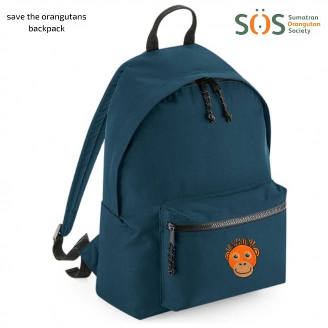 save the orangutans blue back pack - tommy & lottie