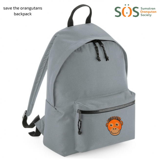 save the orangutans grey back pack - tommy & lottie