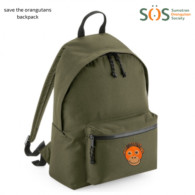 save the orangutans khaki back pack - tommy & lottie