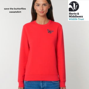 tommy and lottie adults save the peacock butterfly organic cotton sweatshirt - red (1)