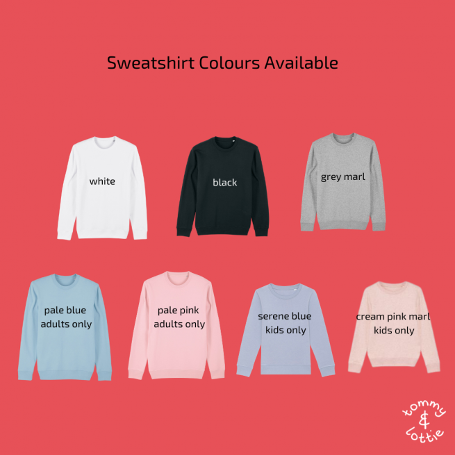 sweatshirt colour choices for butterfly bundle