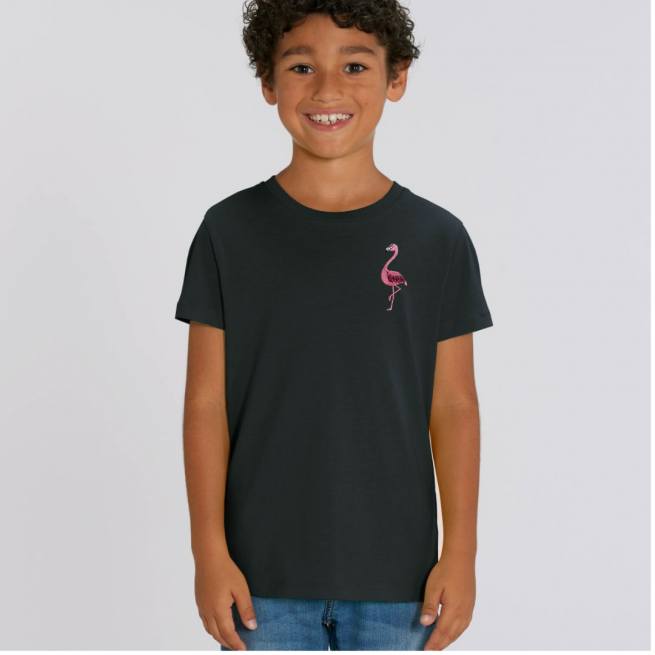 Tommy & Lottie Organic Cotton Kids Black Flamingo T Shirt