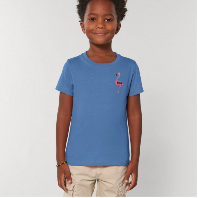 Tommy & Lottie Organic Cotton Kids Bright Blue Flamingo T Shirt