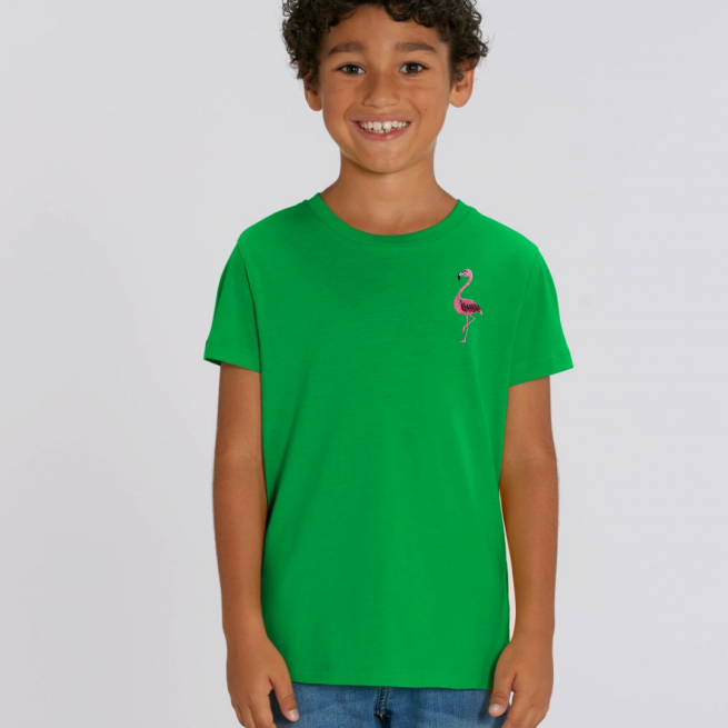 Tommy & Lottie Organic Cotton Kids Fresh Green Flamingo T Shirt