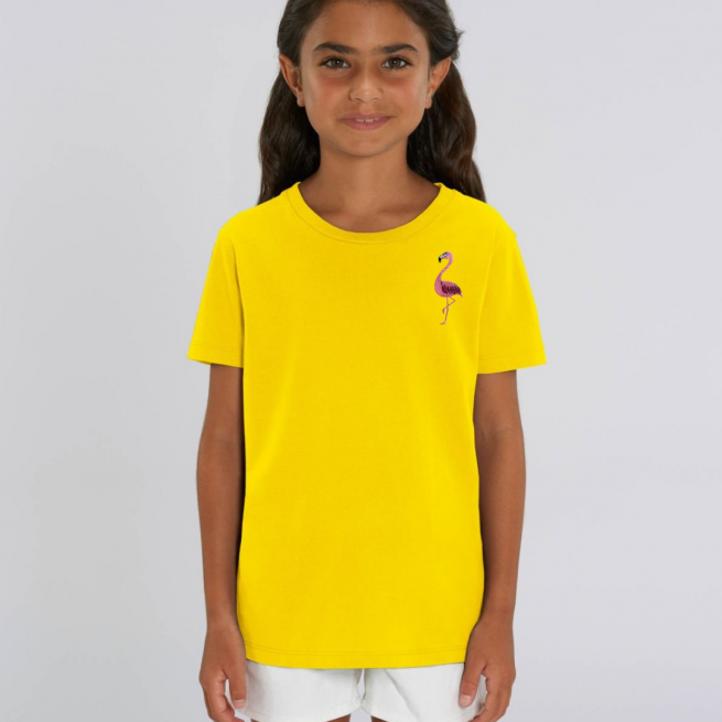 Tommy & Lottie Organic Cotton Kids Golden Yellow Flamingo T Shirt