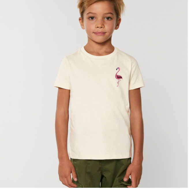 Tommy & Lottie Organic Cotton Kids Natural Flamingo T Shirt