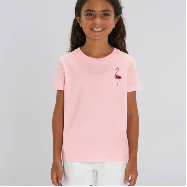 Tommy & Lottie Organic Cotton Kids Pale Pink Flamingo T Shirt