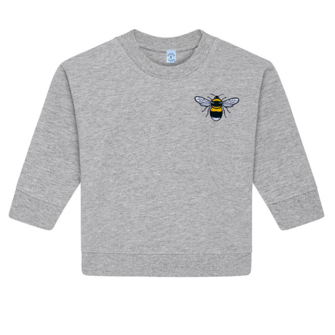 Organic Cotton Babies Grey Marl Bee Sweatshirt