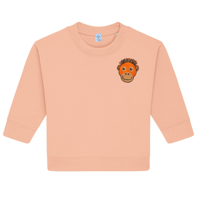 Organic Cotton Babies Peach Embroidered Orangutan Sweatshirt