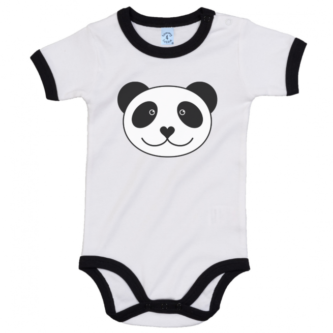panda organic cotton babies vest - black rib