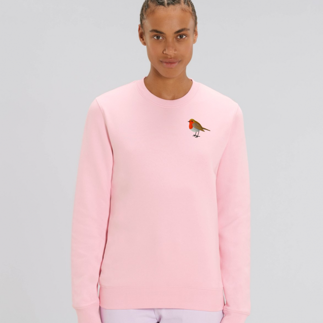 tommy and lottie adults organic cotton robin sweatshirt - pale pink